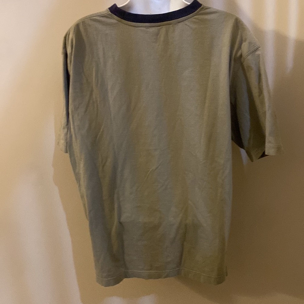 CHEROKEE Men’s T-shirt, Khaki w Navy Trim, 100% Cotton, Medium - Picture 4 of 5